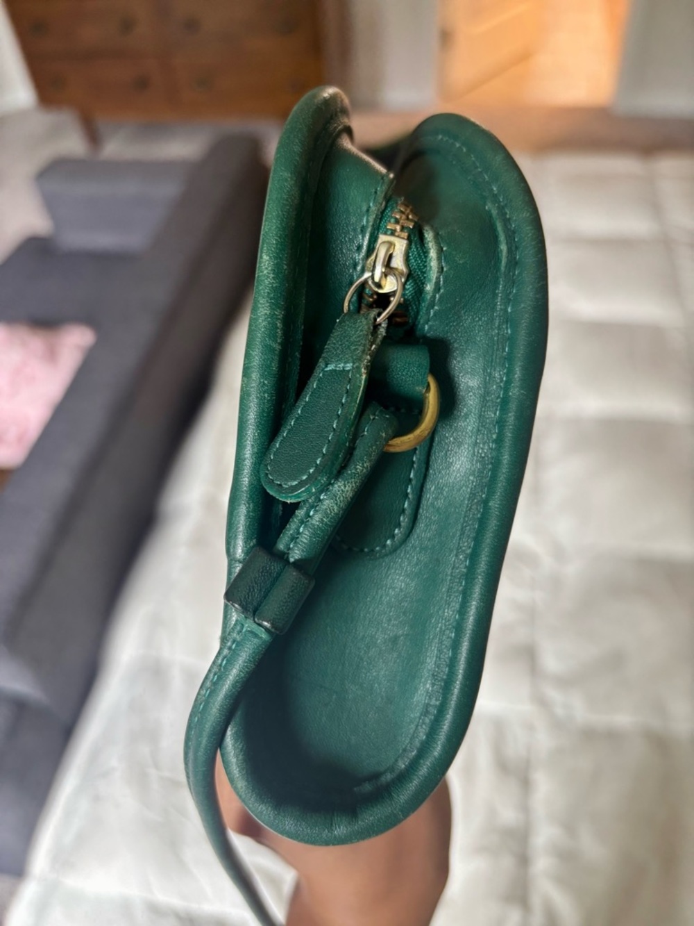 Vintage Coach Teal Leather Crossbody Bag - Picture 7 of 8